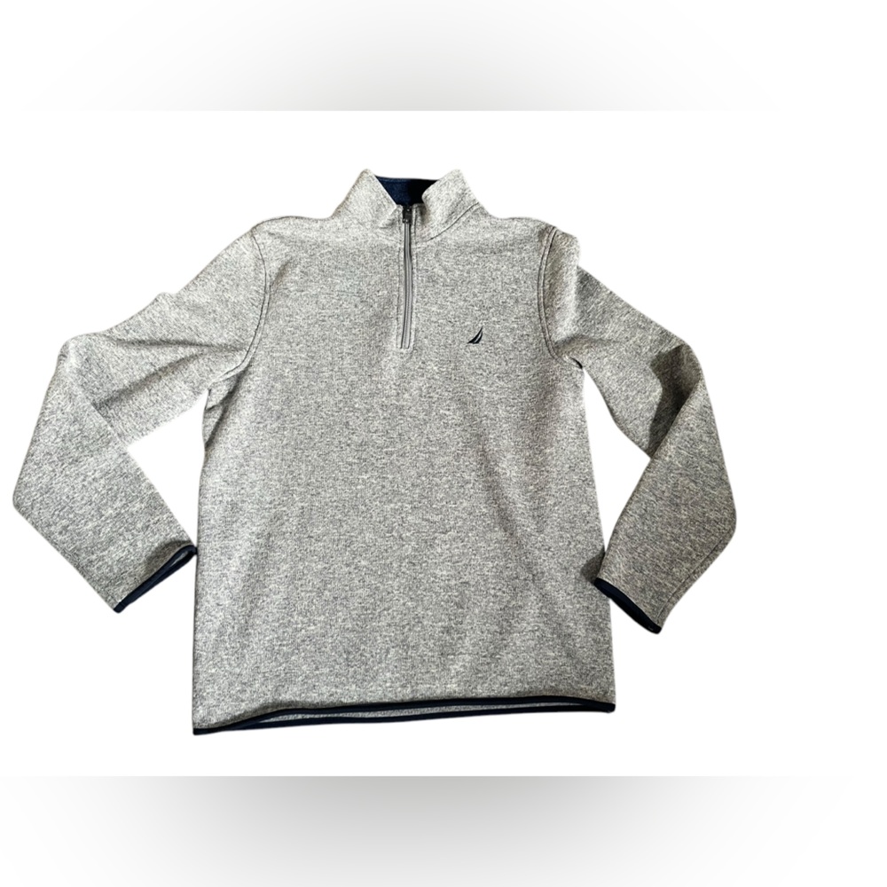 Nautica Mens Ash Gray Quarter Neck Zip Fleece Sweater/Pullover Size Large L